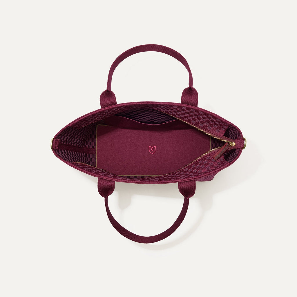 The Lightweight Zip Tote - Cabernet Check