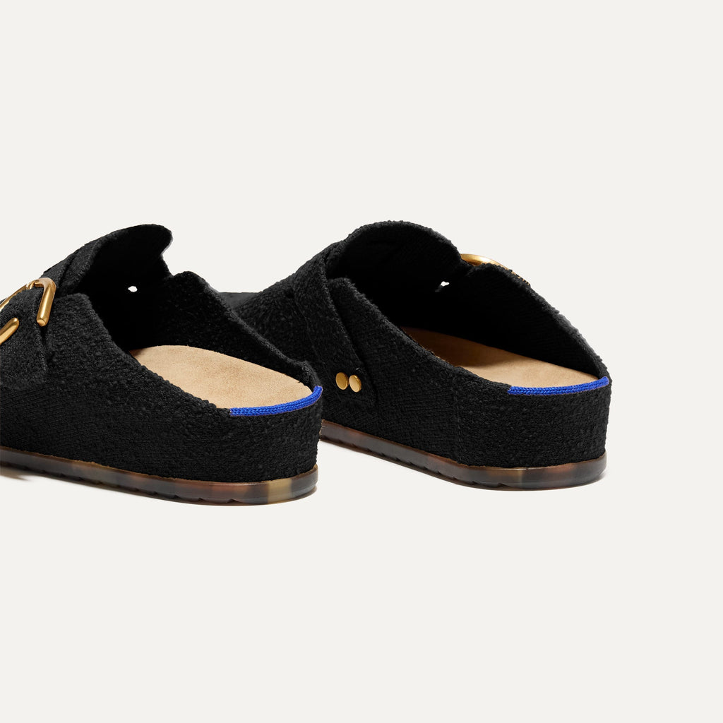 The Buckle Clog - Soft Black Bouclé