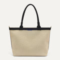 The Lightweight Zip Tote - Black and White Raffia-Knit