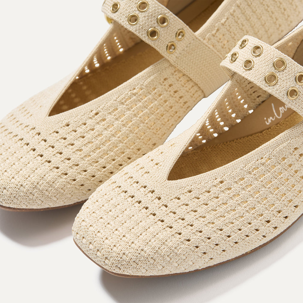 The Max Buckle Mary Jane - Off White Mesh