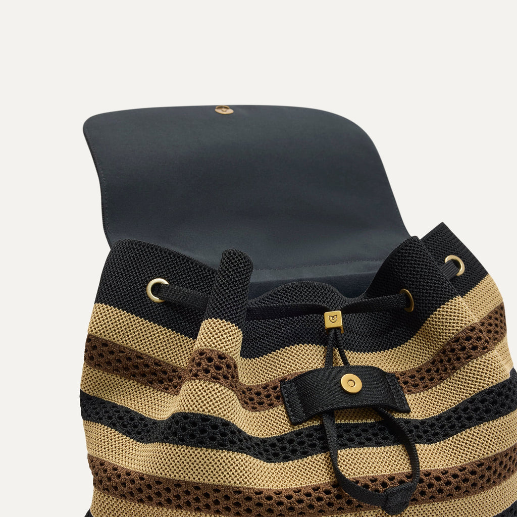 The Cinch Backpack - Mocha Stripe Crochet