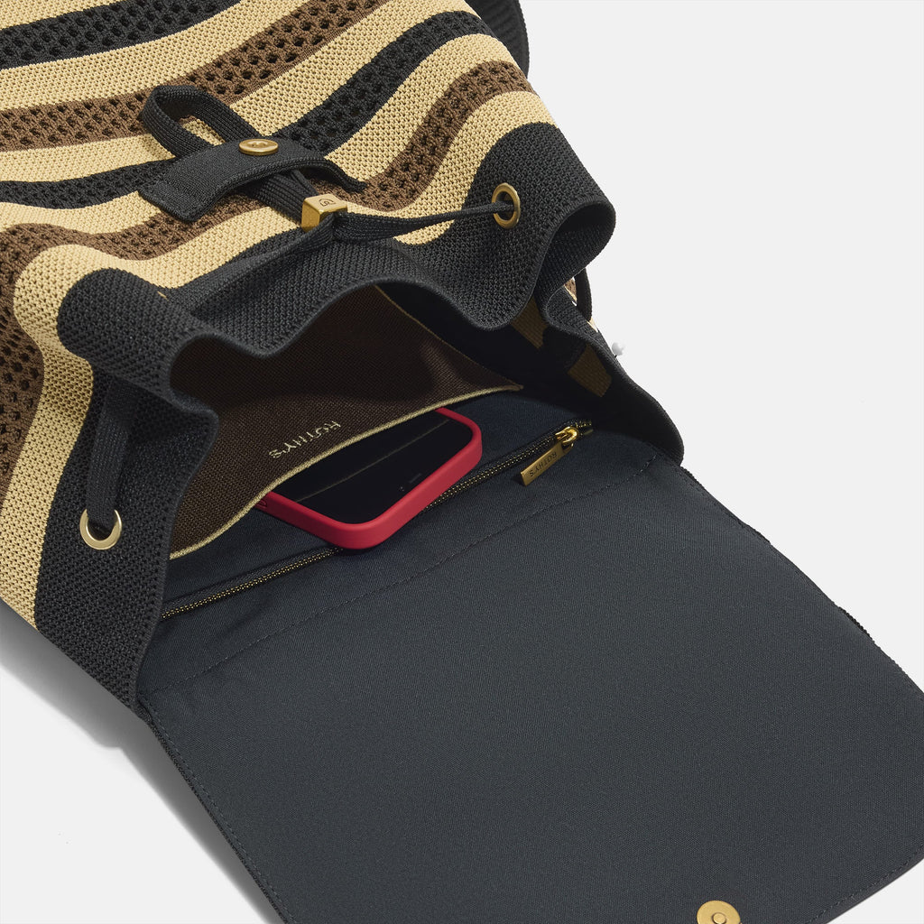 The Cinch Backpack - Mocha Stripe Crochet