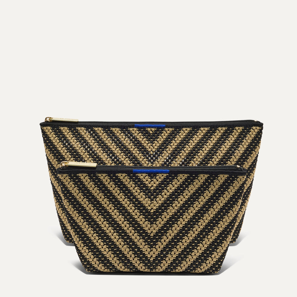 The Travel Pouch Set - Toffee Chevron