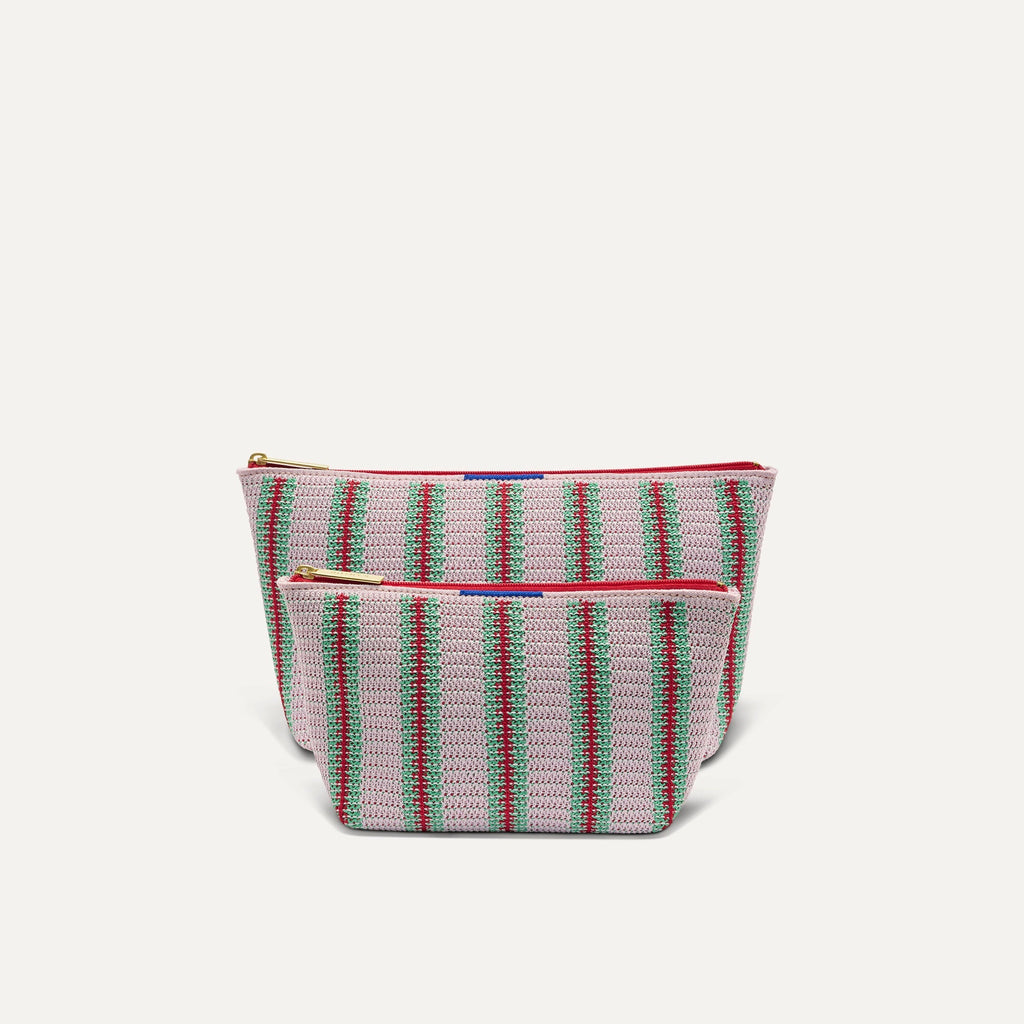 The Travel Pouch Set - Watermelon Market Stripe